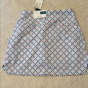 Lady Hagan  Blue and Red Star Patterned Skort  w shorts NWT